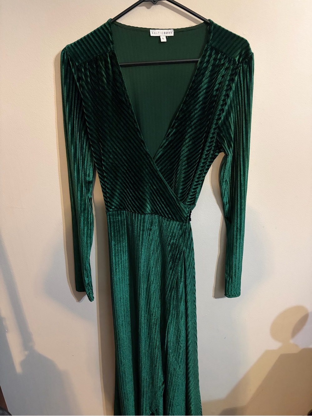 Baltic Born Deep Green Velvet Wrap Maxi Dress